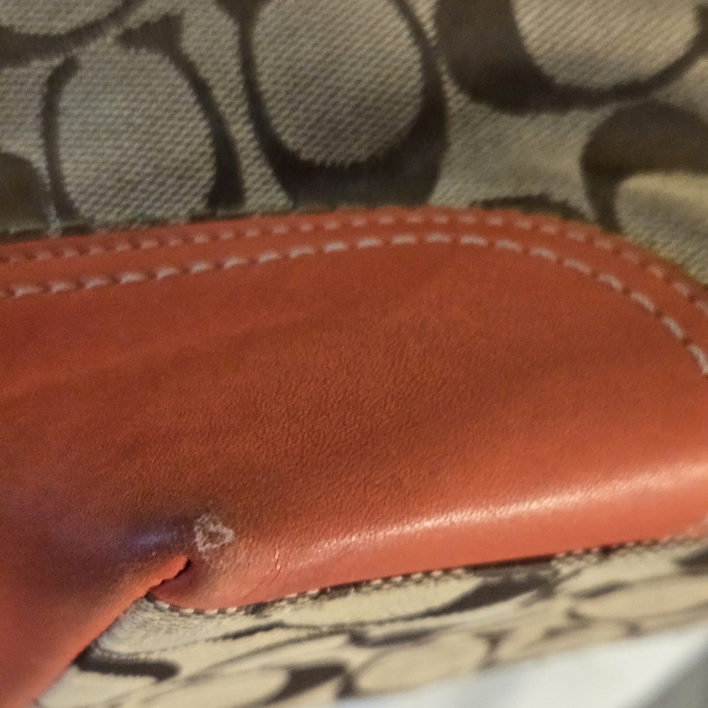 Coach Tan with Red Leather Trim, Y2K, Adjustable Strap Purse - Picture 12 of 17